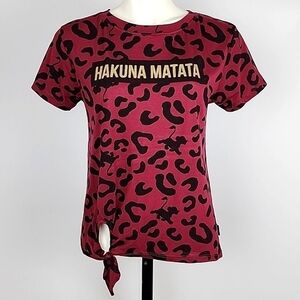 Disney The Lion King Women's Animal Print T-Shirt Hakuna Matata Tie Knot Red XS